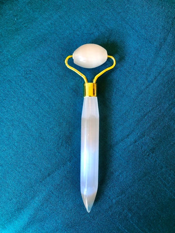 “Ethereal”: Selenite brow/eye roller with signature facial reflexology tip